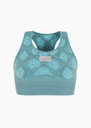 Aqua Blue Emporio Armani Sport Bra Dynamic Athlete In Tessuto Tecnico Vigor7 | EA7-SN59634