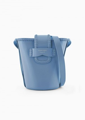 Avio Emporio Armani Leather Bucket Shoulder Bag With Icon Strap | EA-SN57388