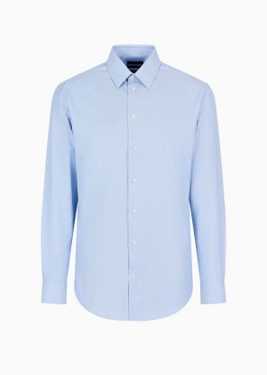 Azure Emporio Armani Asv Modern-fit, Organic Micro Armure Twill Shirt | EA-SN57913