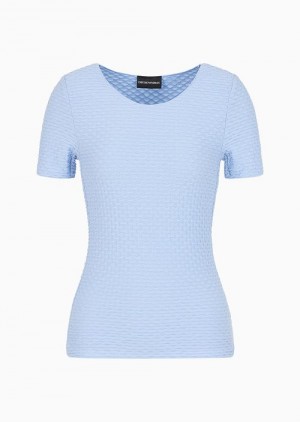 Azure Emporio Armani Asv Short-sleeved Jumper | EA-SN56976