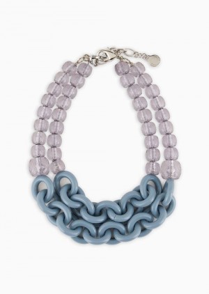 Azure Emporio Armani Double-strand Oversize Choker With Chain Detail | EA-SN57571