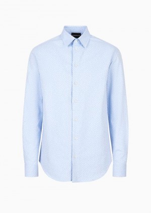 Azure Emporio Armani Geometric Jacquard Shirt | EA-SN57922