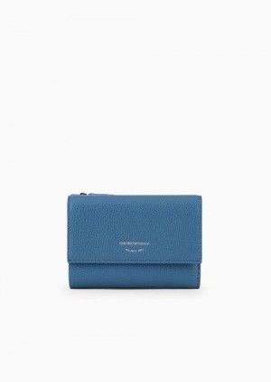 Azure Emporio Armani Myea Bifold Wallet With Deer Print | EA-SN57622