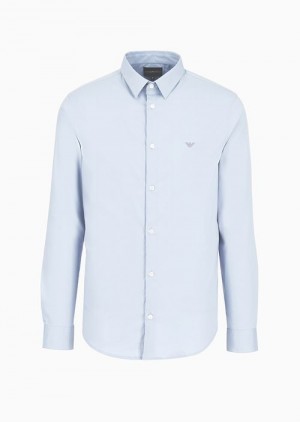 Azure Emporio Armani Stretch Nylon-blend Shirt | EA-SN57870