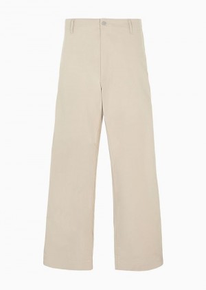 Beige Emporio Armani Armani Sustainability Values Capsule Organic Gabardine Chinos | EA-SN58343