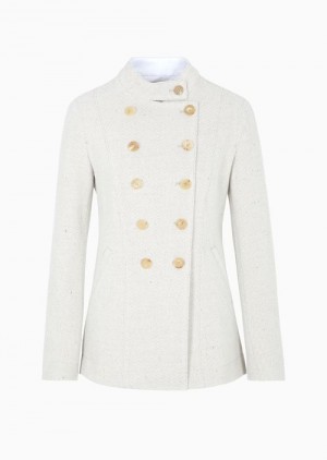 Beige Emporio Armani Double-breasted Cavalry-style Jacket In A Wool-blend Cotton Drill | EA-SN56422