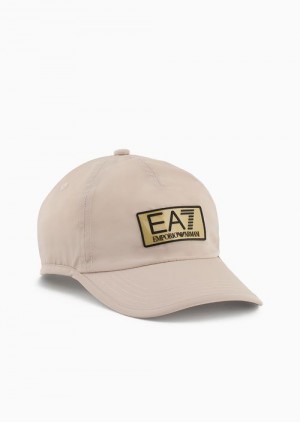 Beige Emporio Armani Gold Label Recycled-fabric Baseball Cap | EA7-SN59731