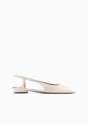 Beige Emporio Armani Nappa-leather Slingback Ballerinas With Pointed Toe | EA-SN57133