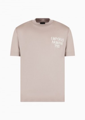 Beige Emporio Armani Regular Fit T-shirts | EA-SN58750