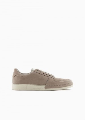 Beige Emporio Armani Suede Sneakers | EA-SN58915