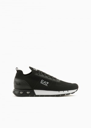 Bianco E Nero Emporio Armani Black & White Legacy Knit Sneakers | EA7-SN59788