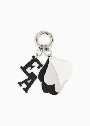 Bianco E Nero Emporio Armani Charm With Multicolour Logo And Flower Shape | EA-SN57652