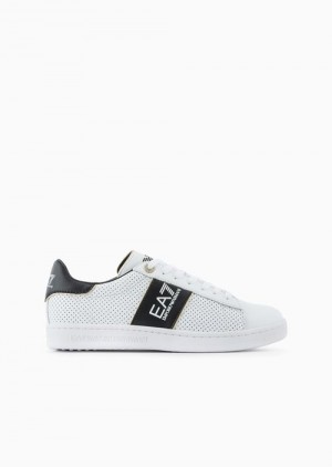 Bianco E Nero Emporio Armani Classic Performance Leather Sneakers | EA7-SN59763