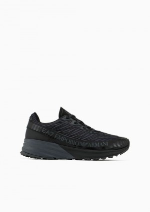 Black 1 Emporio Armani Crusher Distance Trail Sneakers | EA7-SN59740