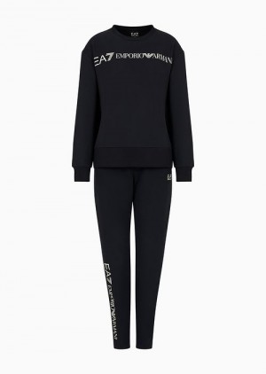 Black 1 Emporio Armani Stretch-cotton Tracksuit With Logo | EA7-SN59616