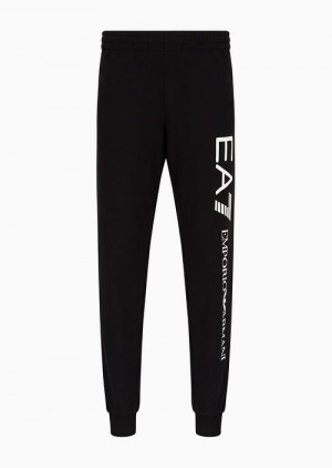 Black 8 Emporio Armani Logo Series Cotton Joggers | EA7-SN59839