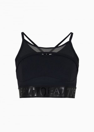 Black Emporio Armani 7.0 Sport Bra In Stretch Nylon Jersey | EA7-SN59674