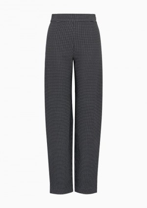 Black Emporio Armani 7/8 Trousers With Slits In Jacquard Jersey | EA-SN56827