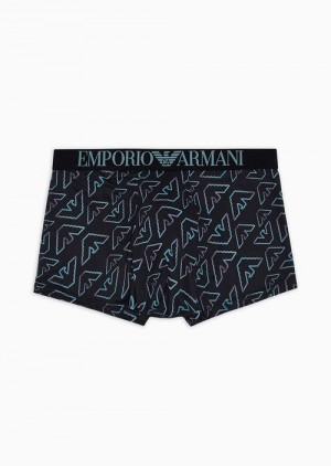 Black Emporio Armani Armani Sustainability Values All-over Eagle Recycled Microfibre Boxer Briefs | EA-SN58775