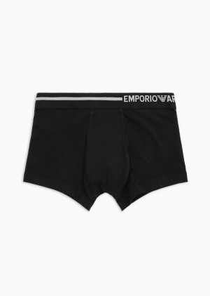 Black Emporio Armani Armani Sustainability Values Side Logo Organic-cotton Boxer Briefs | EA-SN58781