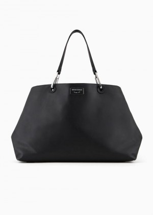 Black Emporio Armani Asv Large Ecological Leather Myea Shopper Bag | EA-SN57339