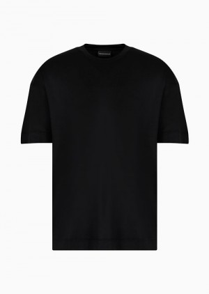 Black Emporio Armani Asv Loose-fit T-shirt In A Lyocell Jersey Blend | EA-SN58611