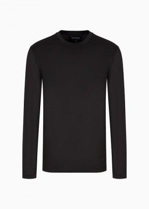 Black Emporio Armani Asv Lyocell-blend Jersey Jumper | EA-SN58672