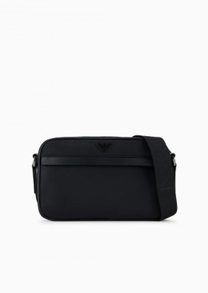 Black Emporio Armani Asv Recycled Nylon Shoulder Bag | EA-SN59077