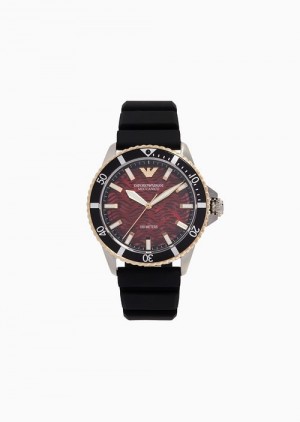 Black Emporio Armani Automatic Black Silicone Watch | EA-SN59350