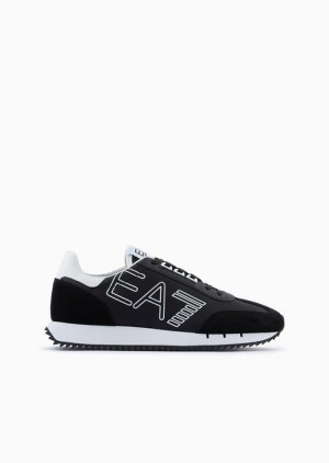 Black Emporio Armani Black And White Vintage Sneakers | EA7-SN59750