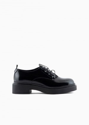 Black Emporio Armani Brushed Leather Brogues | EA-SN57114