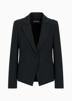 Black Emporio Armani Cady CrêPe Jacket With Lapels | EA-SN56463