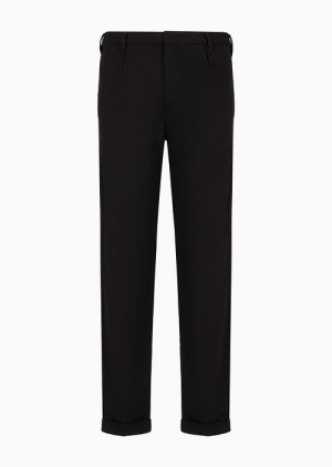 Black Emporio Armani Compact Cotton Chinos | EA-SN58390