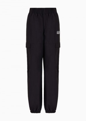 Black Emporio Armani Contemporary Sport Nylon Cargo Trousers | EA7-SN59572