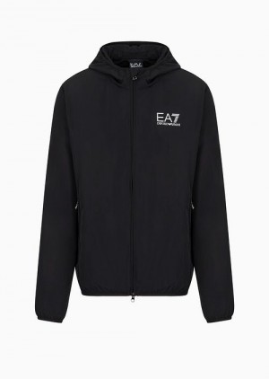 Black Emporio Armani Core Identity Hooded Blouson | EA7-SN59820