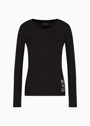 Black Emporio Armani Core Lady Long-sleeved T-shirt | EA7-SN59650