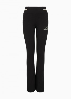 Black Emporio Armani Core Lady Stretch-cotton Jersey Trousers | EA7-SN59543