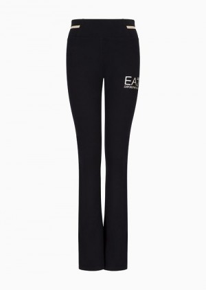 Black Emporio Armani Core Lady Stretch-cotton Jersey Trousers | EA7-SN59545