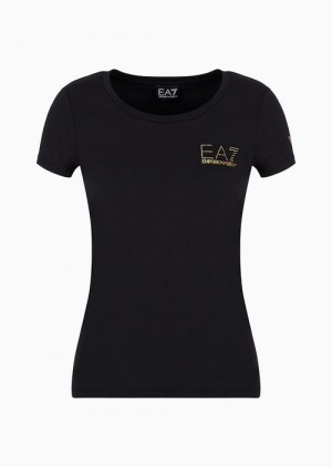 Black Emporio Armani Cotton-blend Jersey Evolution T-shirt | EA7-SN59657