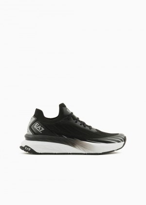 Black Emporio Armani Crusher Distance Sonic Knit Sneakers | EA7-SN59791