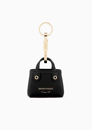 Black Emporio Armani Deer-print Micro Myea Bag Charm | EA-SN57615