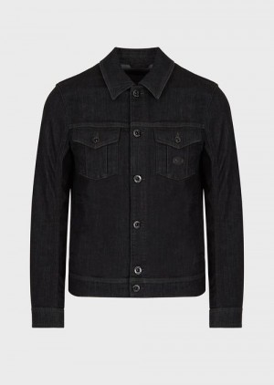 Black Emporio Armani Denim Wash Jacket With Logo Patch | EA-SN58235