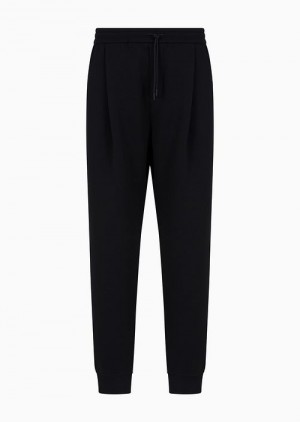 Black Emporio Armani Double-jersey Joggers With Drawstring And Pleats | EA-SN58284