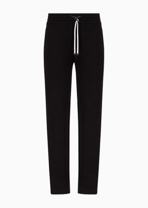 Black Emporio Armani Double-jersey Joggers With Eagle Logo Patch | EA-SN58369