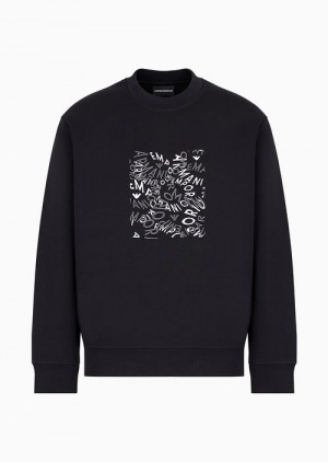 Black Emporio Armani Double-jersey Sweatshirt With Emporio Armani Logo Embroidery | EA-SN58564