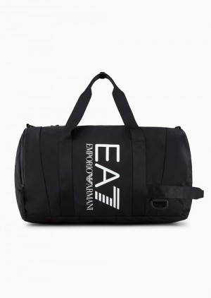 Black Emporio Armani Duffel Bag With Oversized Logo | EA7-SN59722