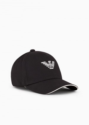 Black Emporio Armani Eagle-print Baseball Cap | EA-SN59182