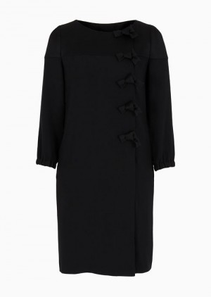 Black Emporio Armani Envers Satin Coat-dress | EA-SN56498