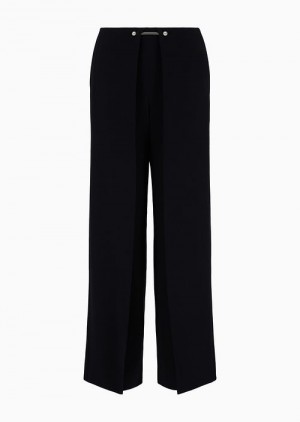 Black Emporio Armani Envers Satin Trousers With A Piercing-style Closure | EA-SN56882