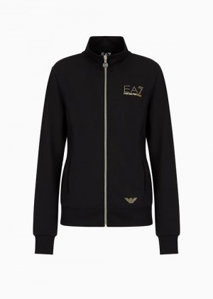 Black Emporio Armani Evolution Zipped Sweatshirt | EA7-SN59584